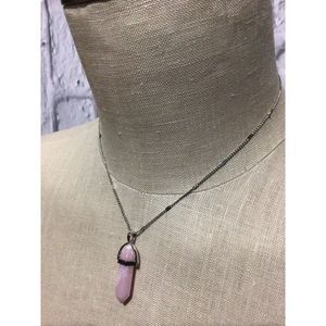 NWT Natural Gemstone Quartz 16” Chain & Pendant Pointed Reiki Chakra Hexagonal